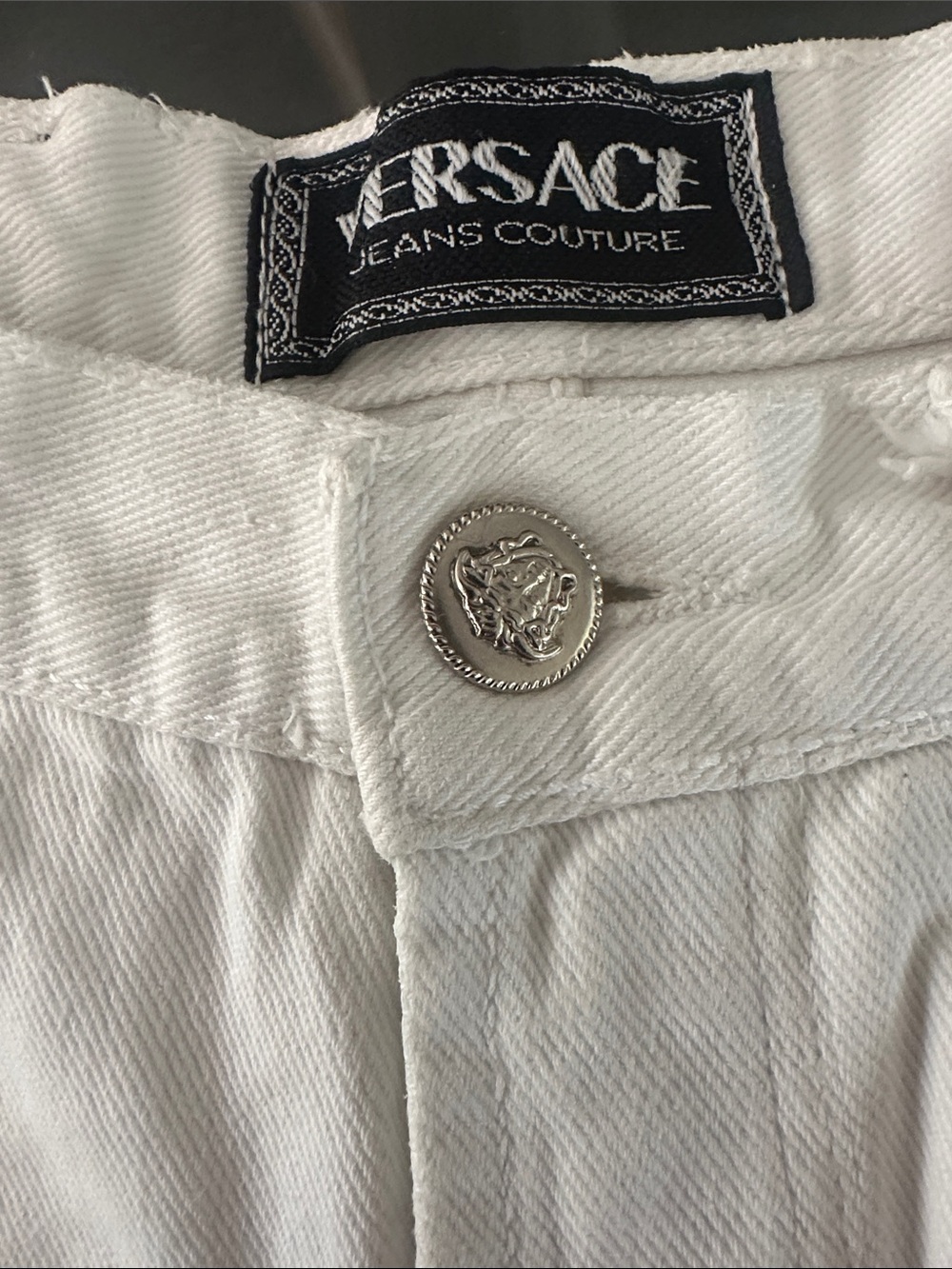 Versace White Frayed Denim Cutoff Shorts like new - Picture 4 of 8